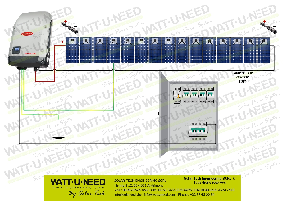 Kit 15 panneaux autoconsommation - réinjection tri 8000W sans stockage